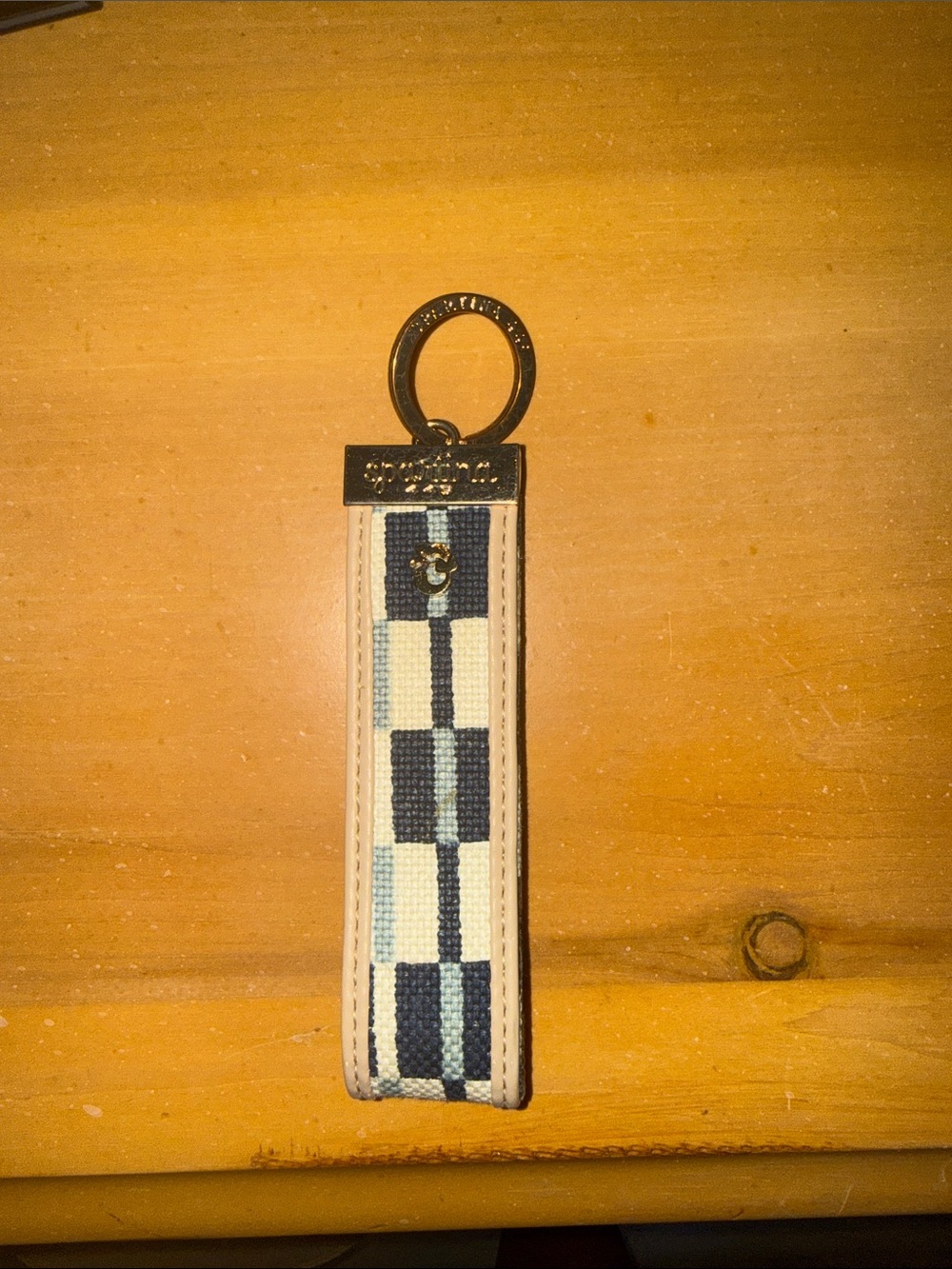 Spartina 449 Navy and Cream Checkered Key Fob